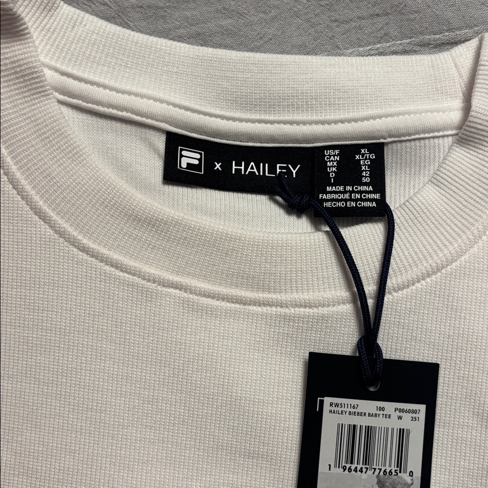 BNWT Hailey Bieber x FILA Stretch Cotton Rib Baby Tee - Picture 7 of 7